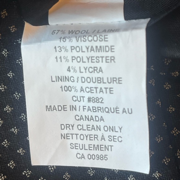 NWOT Holt Renfrew Wool Blend Fitted Blazer & Skirt Set Black with Grey Pattern - Picture 6 of 16